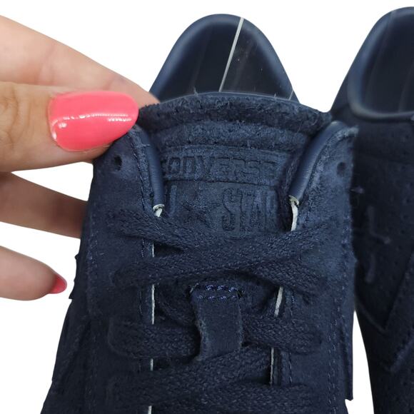 Converse Shoes Womens 6 Navy Blue Suede Leather Low Tops One Star Comfy Preppy - Picture 6 of 14
